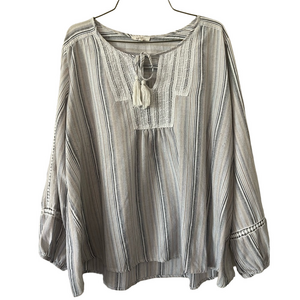 Mystree blouse lace lagenlook embroidery boho hippie cottagecore tie front